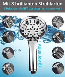AquaDance Duschkopf Hochdruck Mit 6 Einstellungen & Handbrause – 10,2 Cm, Chrom, 3-Wege-Umsteller